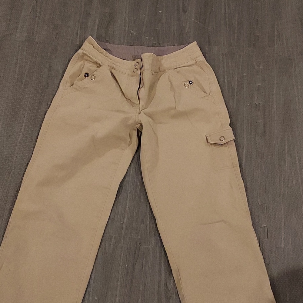 Beige Straight-Leg Work Pants